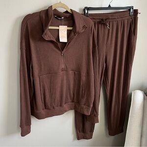 Women's 2 Piece Matching Lounge Set Tracksuit Half zip Sweatshirt with Joggers